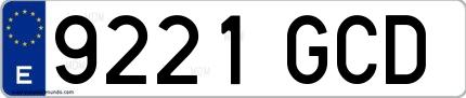 Ejemplo de matrícula española 9221 GCD