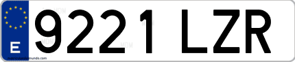Ejemplo de matrícula de coche ordinaria 9221 LZR