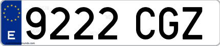 Ejemplo de matrícula de coche ordinaria 9222 CGZ