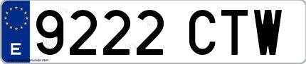 Ejemplo de matrícula española 9222 CTW