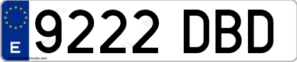 Ejemplo de matrícula de coche ordinaria 9222 DBD