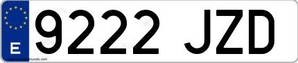 Ejemplo de matrícula española 9222 JZD