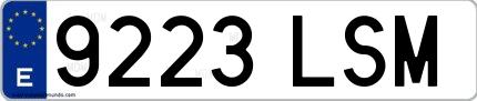 Ejemplo de matrícula española 9223 LSM