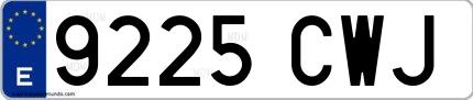 Ejemplo de matrícula española 9225 CWJ
