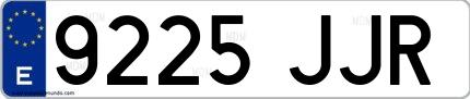 Ejemplo de matrícula española 9225 JJR