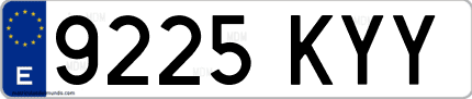 Ejemplo de matrícula de coche ordinaria 9225 KYY