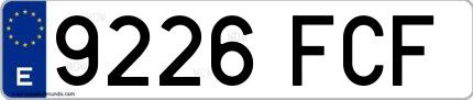 Ejemplo de matrícula española 9226 FCF