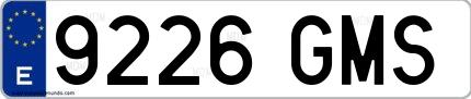 Ejemplo de matrícula española 9226 GMS
