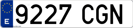 Ejemplo de matrícula de coche ordinaria 9227 CGN