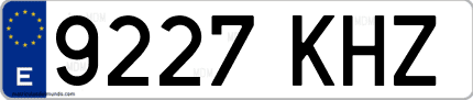 Ejemplo de matrícula de coche ordinaria 9227 KHZ