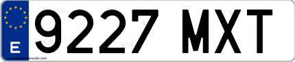 Ejemplo de matrícula de coche ordinaria 9227 MXT