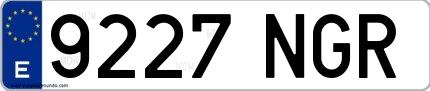 Ejemplo de matrícula española 9227 NGR