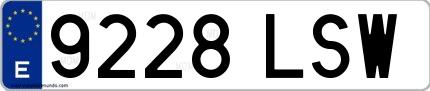 Ejemplo de matrícula española 9228 LSW