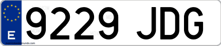 Ejemplo de matrícula de coche ordinaria 9229 JDG