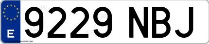 Ejemplo de matrícula española 9229 NBJ