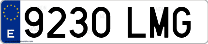 Ejemplo de matrícula de coche ordinaria 9230 LMG