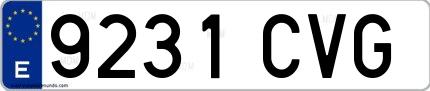 Ejemplo de matrícula española 9231 CVG