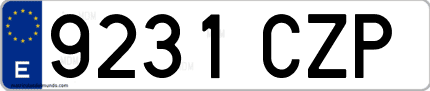 Ejemplo de matrícula de coche ordinaria 9231 CZP