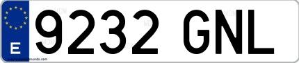 Ejemplo de matrícula española 9232 GNL