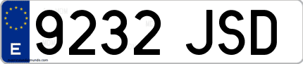 Ejemplo de matrícula de coche ordinaria 9232 JSD