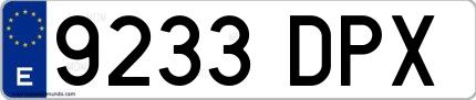 Ejemplo de matrícula española 9233 DPX
