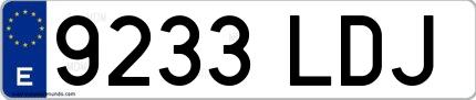Ejemplo de matrícula española 9233 LDJ