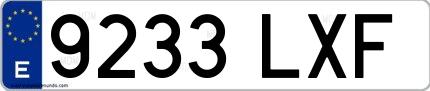 Ejemplo de matrícula española 9233 LXF