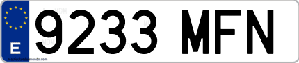 Ejemplo de matrícula de coche ordinaria 9233 MFN