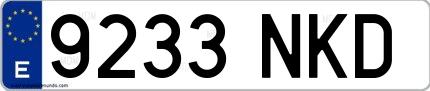 Ejemplo de matrícula española 9233 NKD