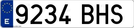 Ejemplo de matrícula española 9234 BHS