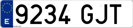 Ejemplo de matrícula española 9234 GJT