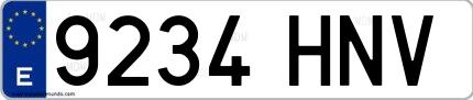Ejemplo de matrícula española 9234 HNV