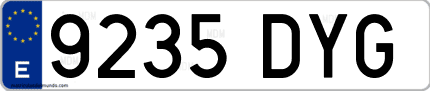 Ejemplo de matrícula de coche ordinaria 9235 DYG