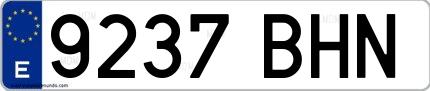 Ejemplo de matrícula española 9237 BHN
