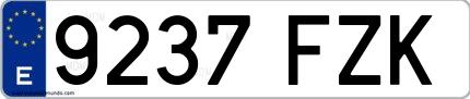 Ejemplo de matrícula española 9237 FZK