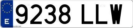 Ejemplo de matrícula española 9238 LLW