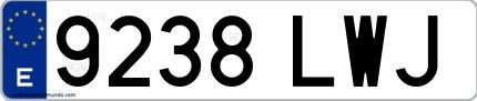 Ejemplo de matrícula española 9238 LWJ