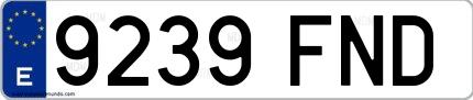 Ejemplo de matrícula española 9239 FND