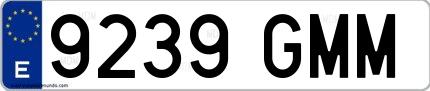 Ejemplo de matrícula española 9239 GMM