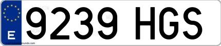 Ejemplo de matrícula española 9239 HGS