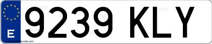 Ejemplo de matrícula española 9239 KLY