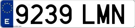 Ejemplo de matrícula española 9239 LMN