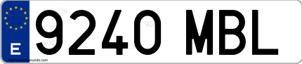 Ejemplo de matrícula de coche ordinaria 9240 MBL