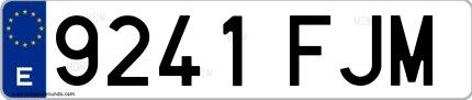 Ejemplo de matrícula española 9241 FJM