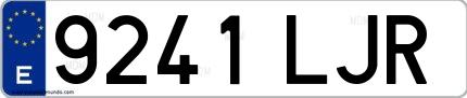 Ejemplo de matrícula española 9241 LJR