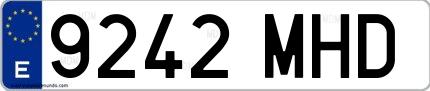 Ejemplo de matrícula española 9242 MHD