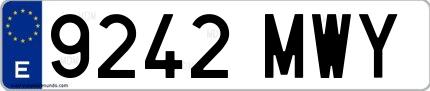 Ejemplo de matrícula española 9242 MWY
