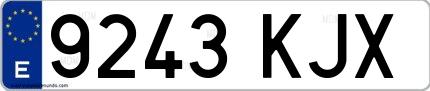 Ejemplo de matrícula española 9243 KJX