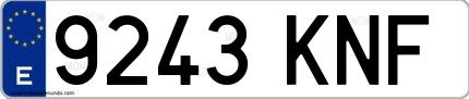 Ejemplo de matrícula española 9243 KNF