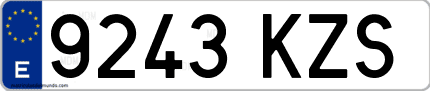 Ejemplo de matrícula de coche ordinaria 9243 KZS
